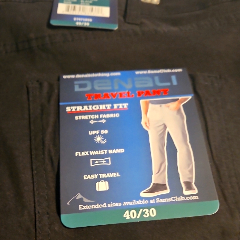 Denali Men's Black Travel Pants 40/30